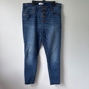 Loft modern skinny button fly frayed leg jeans